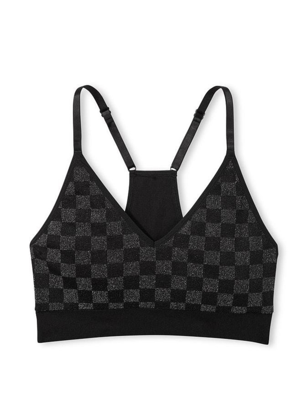 PINK Victoria's Secret Seamless Lightly Lined Checkered Sparkle Sports Bra Large